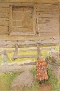 Carl Larsson A Rattvik Girl  by Wooden Storehous oil on canvas